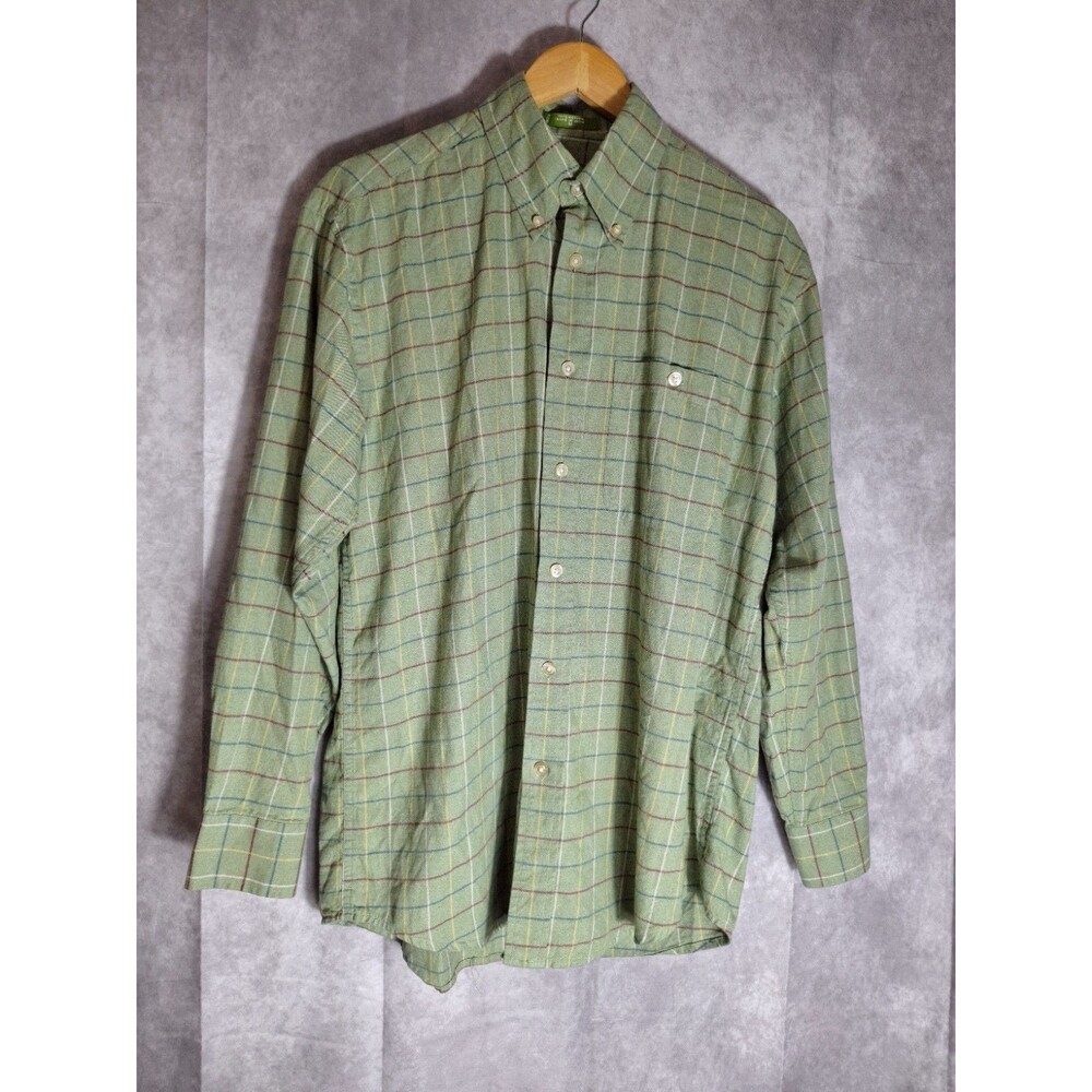 ORVIS Plaid Cotton Flannel Button Up‎ Shirt Men's M Long Sleeve Outdoor Workwear